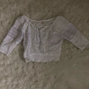 70’s white puffy crop top